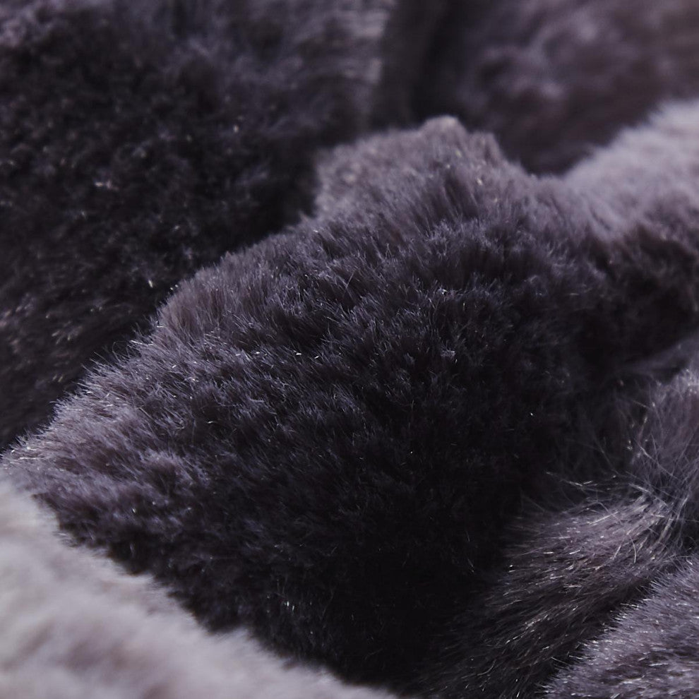 Tache Luxurious Black Striped Faux Fur Throw Blanket, 90"x90"