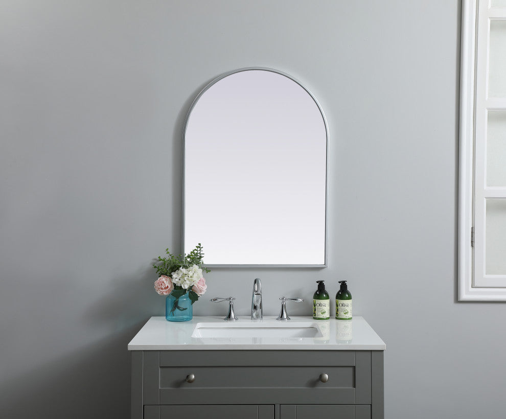 Metal Frame Arch Mirror 22X30 Inch, Silver