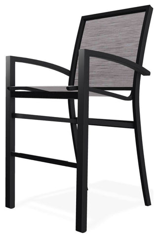 Kendall Sling Bar Height Stackable Outdoor Stool, Fossil/Black
