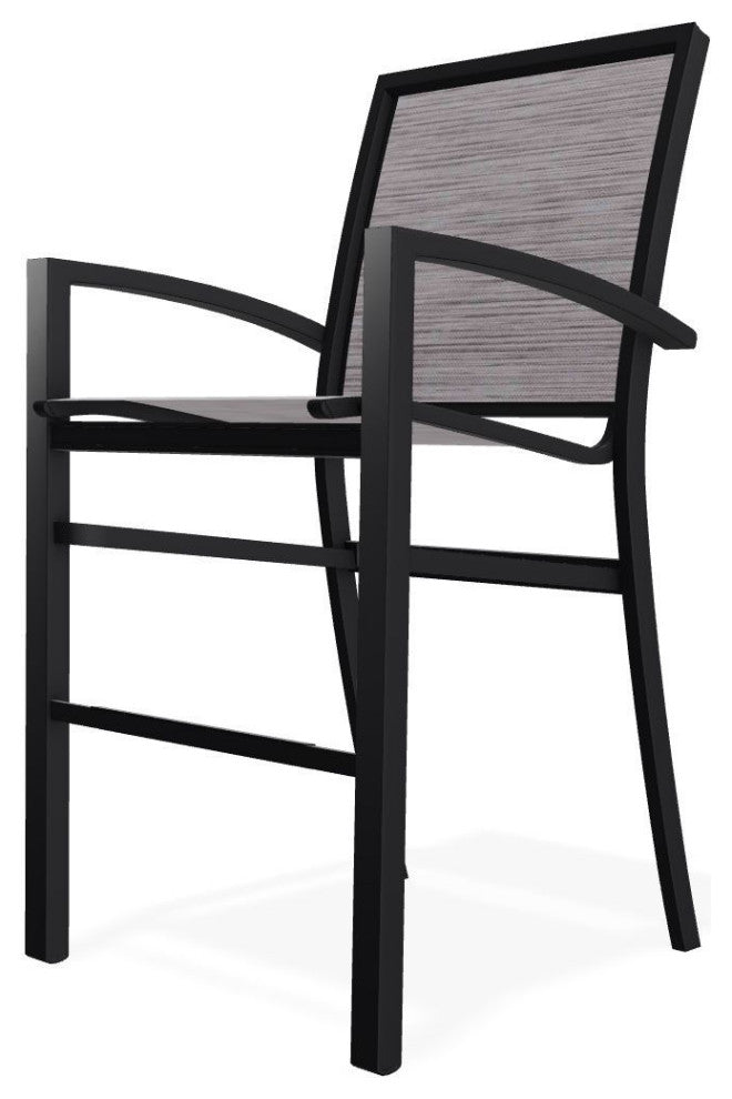 Kendall Sling Bar Height Stackable Outdoor Stool, Fossil/Black