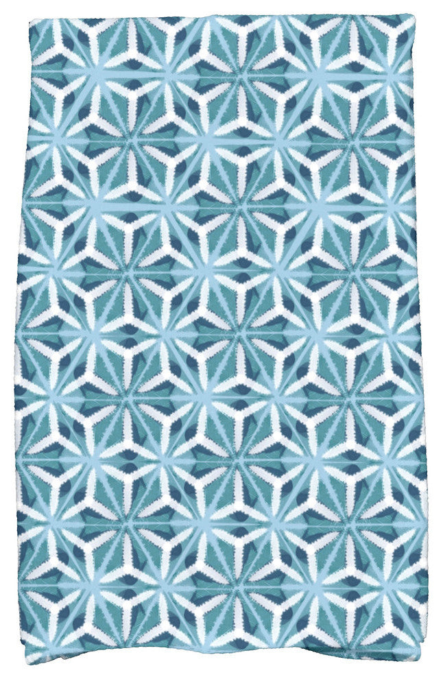 Water Mosaic, Geometric Print Hand Towel, Teal
