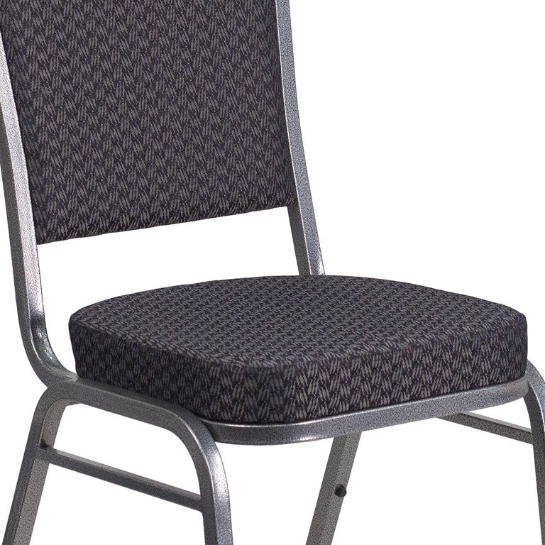 4 Pack Dining Chair, Cushion Seat & Back, Black Patterned Fabric/Silver Vein
