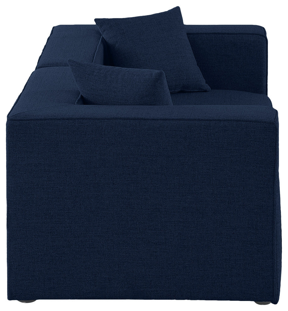 Cube Upholstered Modular Sofa, Navy, 2-Piece: 2 Corner Chair, Linen Texured Fabric