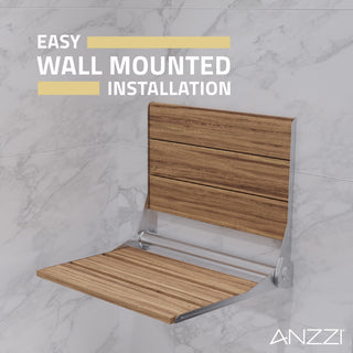 Saxon 17 in. Teak Wall Mounted Folding Shower Seat
