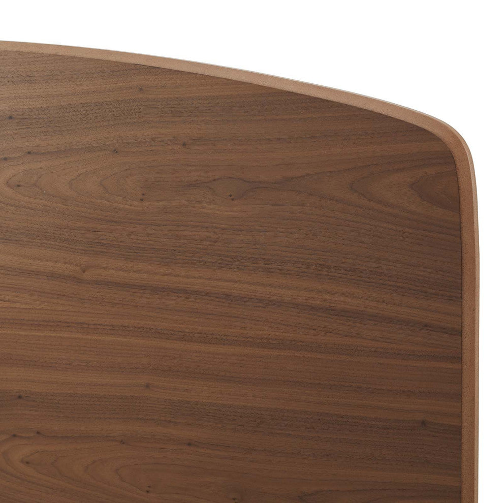 Platform Bed Frame, King Size, Wood, Brown Walnut, Modern Mid-Century, Bedroom