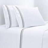 Embroidered Border Sheet Set, 4 Piece, Black, King
