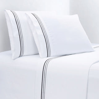 Embroidered Border Sheet Set, 4 Piece, Black, King