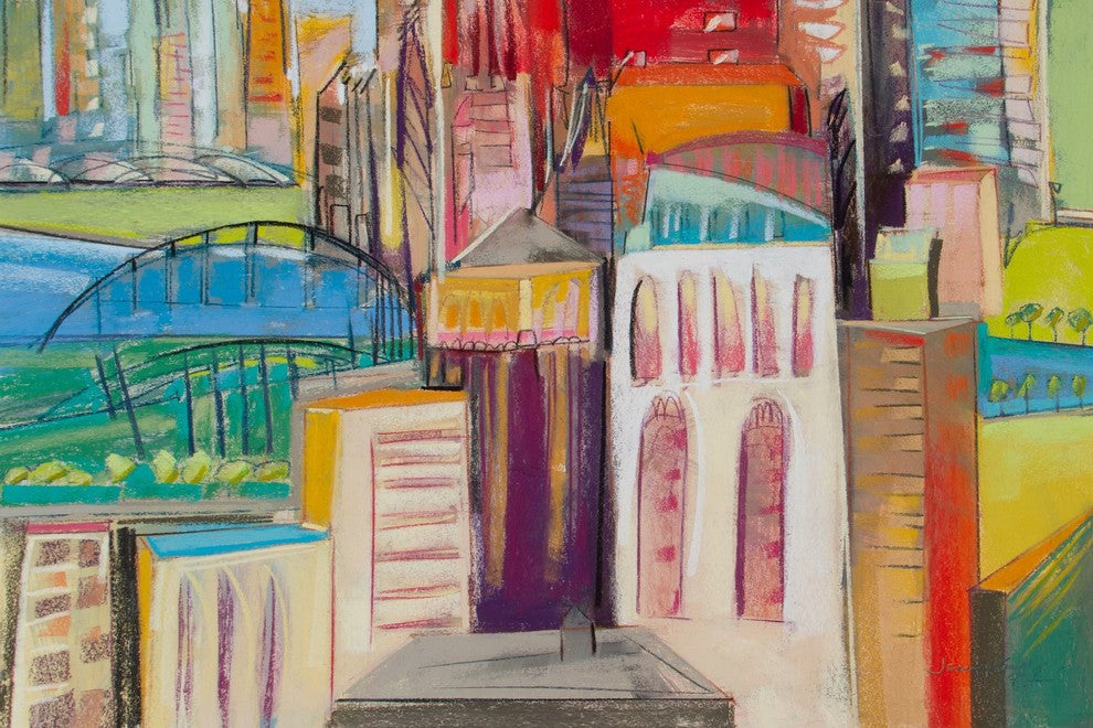 "Three Bridges" Painting Print on Wrapped Canvas, 36"x24"