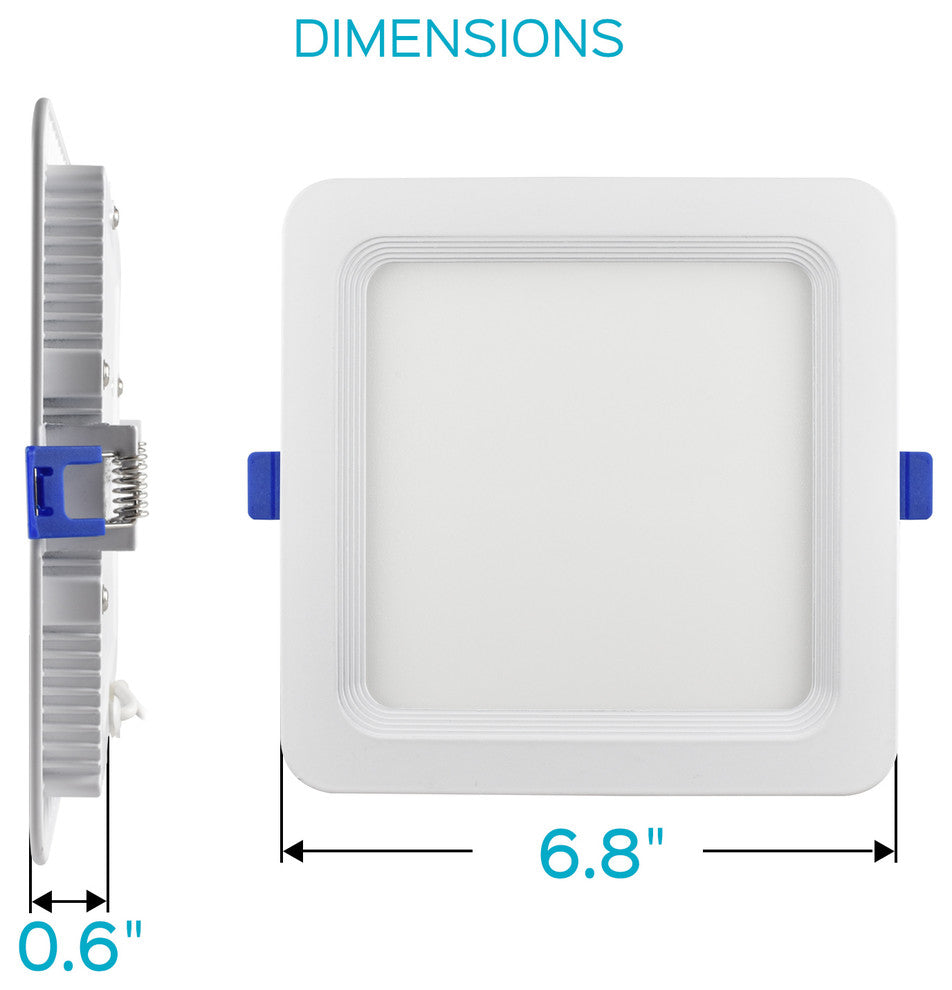 Luxrite 6" Ultra Thin LED Recessed Light With J-Box, 5000K, Pack of 4