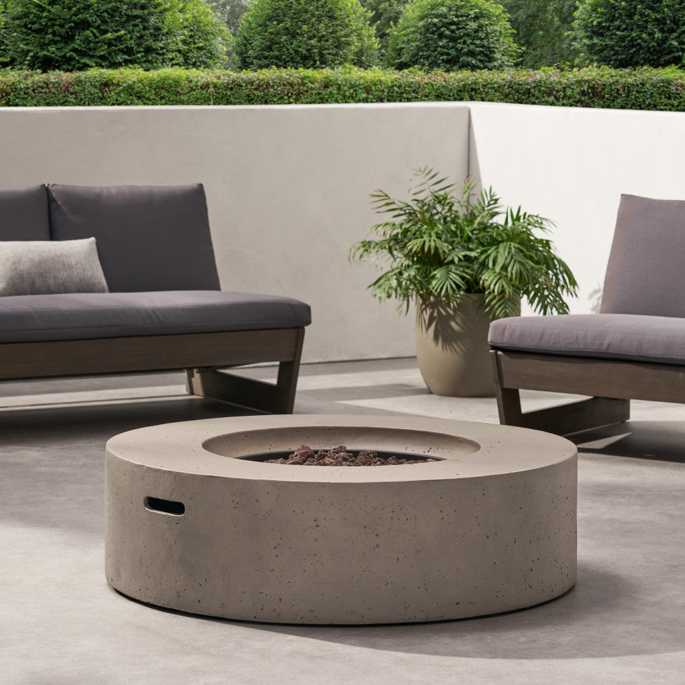 Hearth Outdoor 50,000 BTU Circular Fire Pit, No Tank Holder, Light Gray