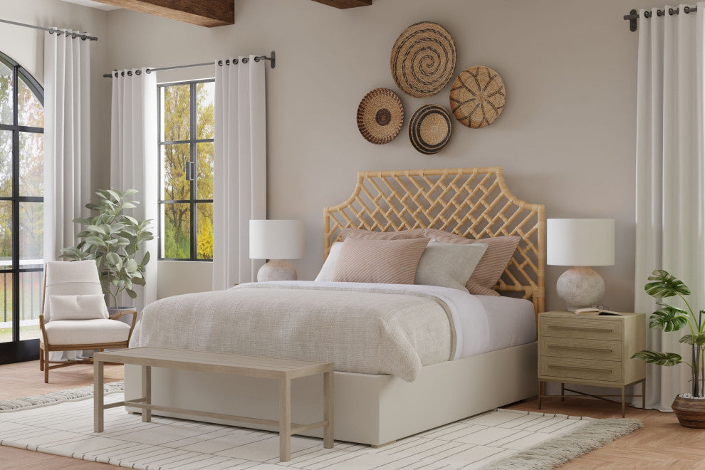 Rattan Chippendale Headboard, Natural, Twin