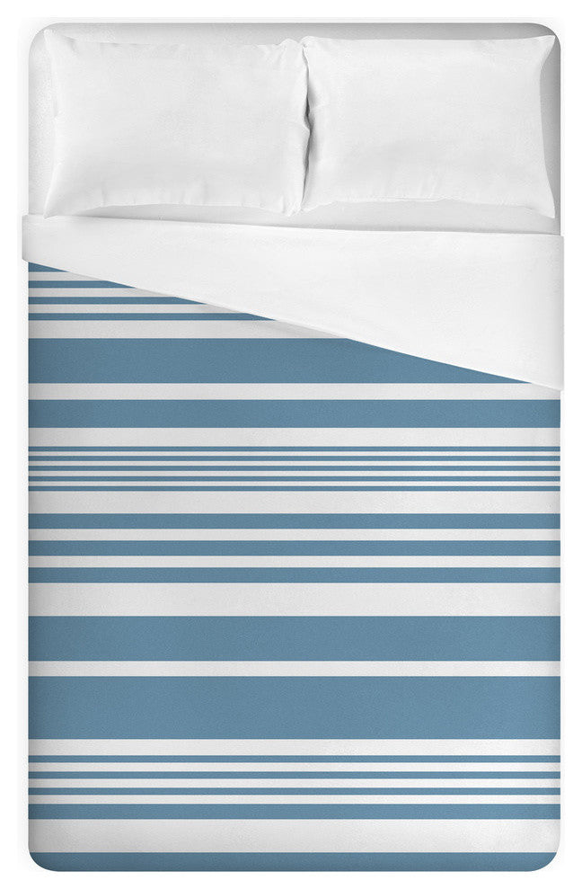 Blue Stripes King Brushed Poly Duvet Cover