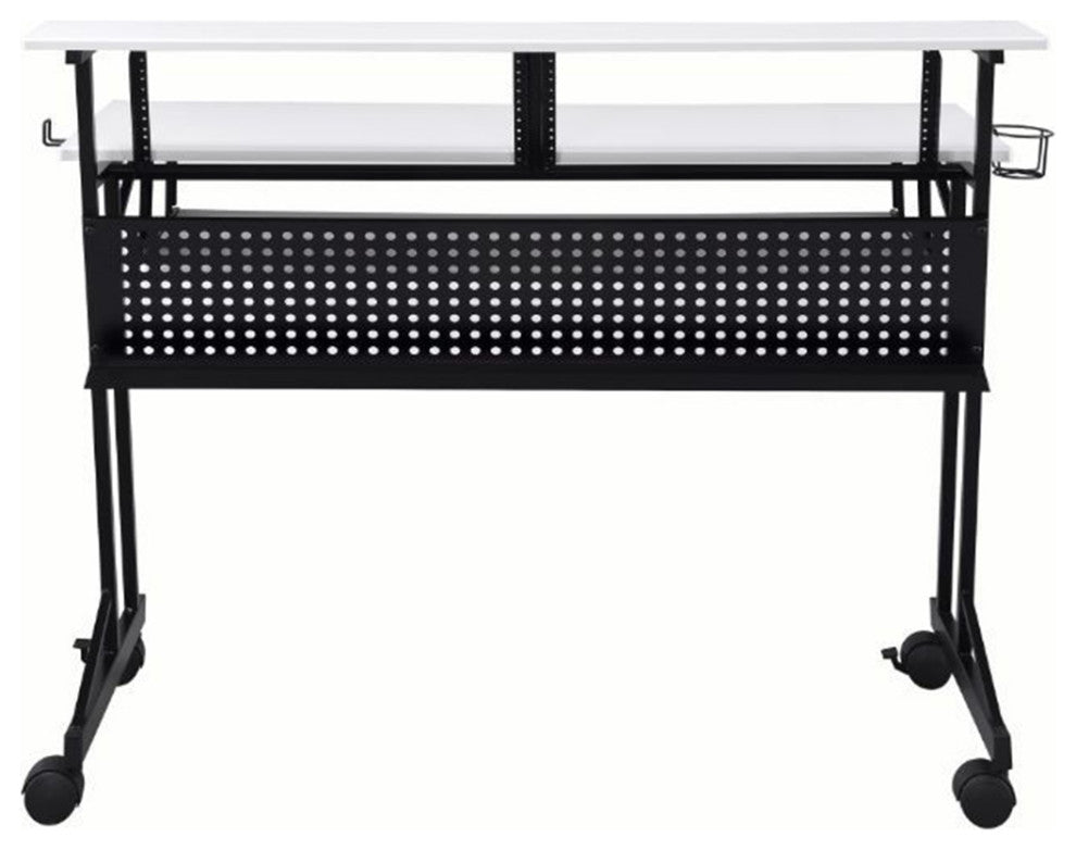 Rectangular Music Desk With Wheels, White