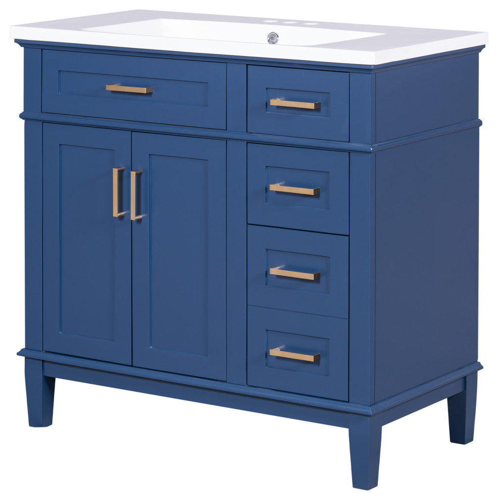 36 Inch Bathroom Vanity with Resin Sink, Blue