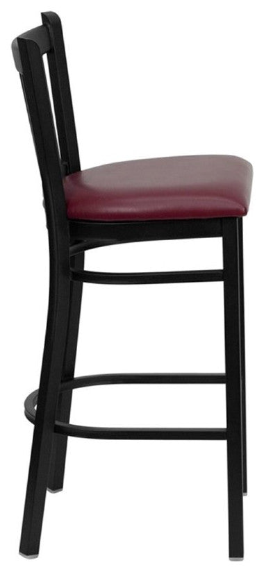 Flash Furniture Hercules 30" Black Back Metal Bar Stool in Burgundy