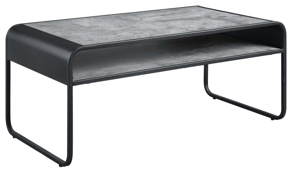Rectangular Coffee Table With Open Shelf, Grey