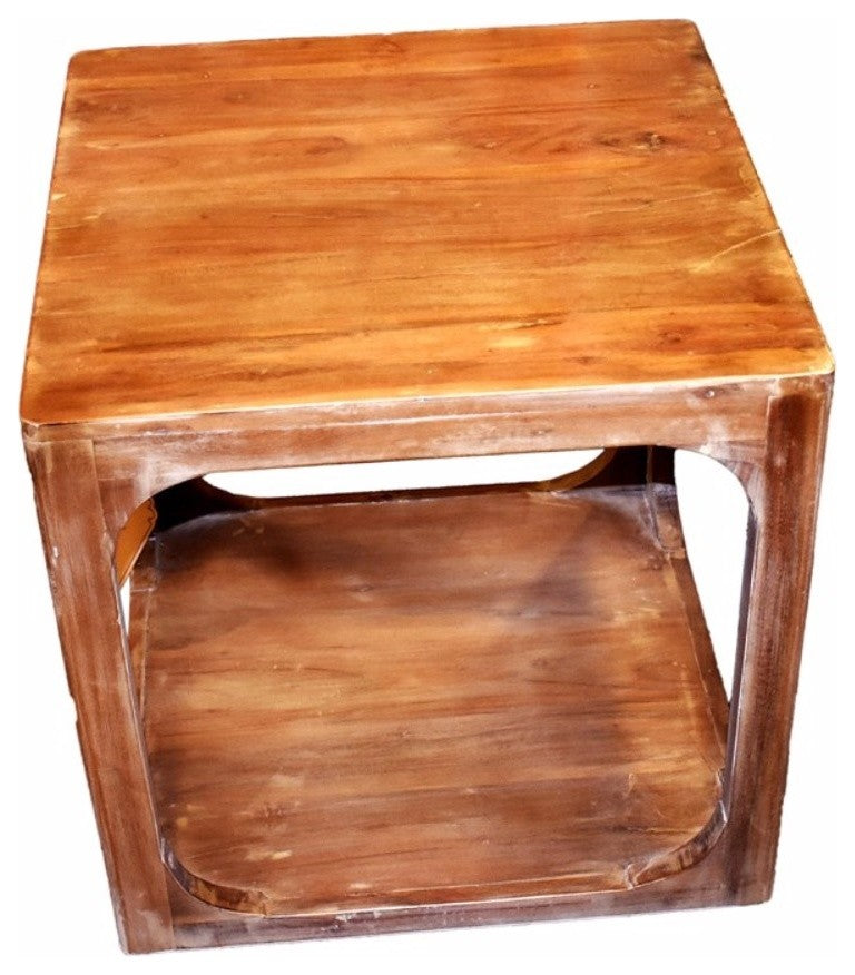 Sturdy Antique Style Wooden Side Table, Brown