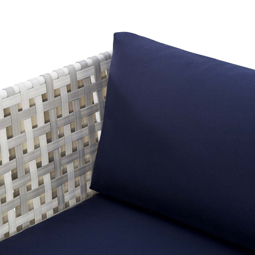 Lounge Chair Armchair, Sunbrella, Aluminum, Metal, Blue Navy, Modern, Outdoor