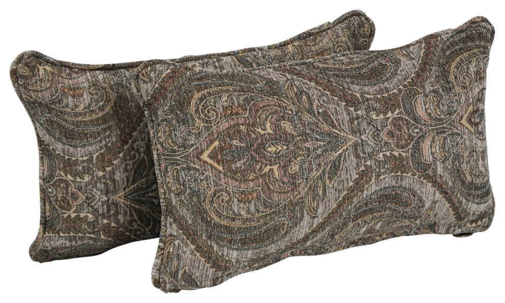 18" Double-Corded Jacquard Chenille Throw Pillows, Set of 2, Gray Damask