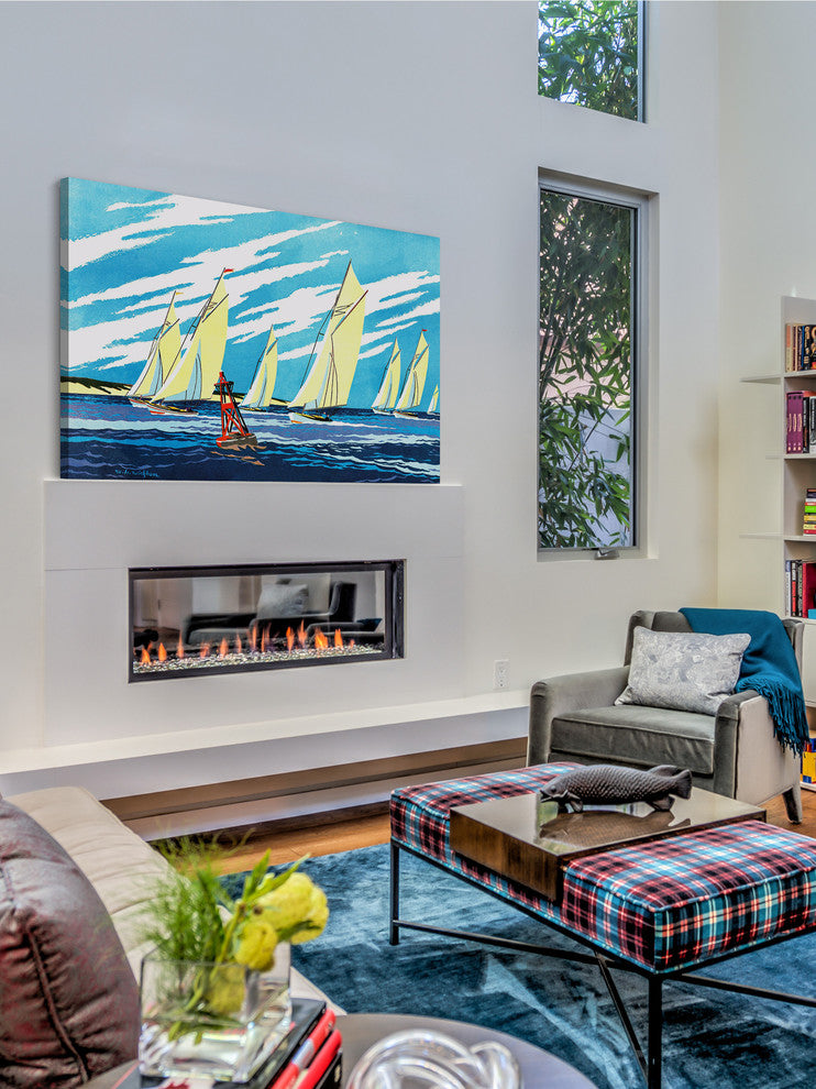 "Yellow Sailboats" Painting Print on Wrapped Canvas
