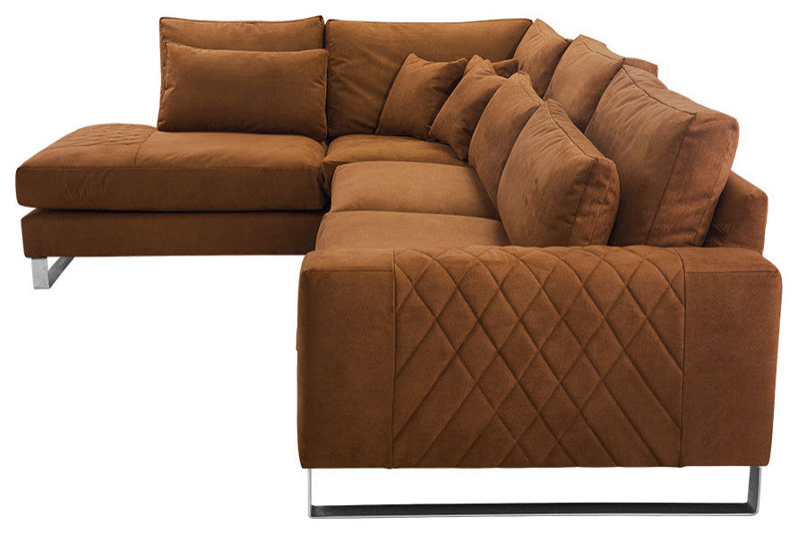 FLORA Sectional Sofa, Copper Brown, Left