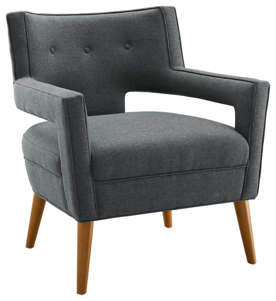 Sheer Upholstered Fabric Armchair, Gray