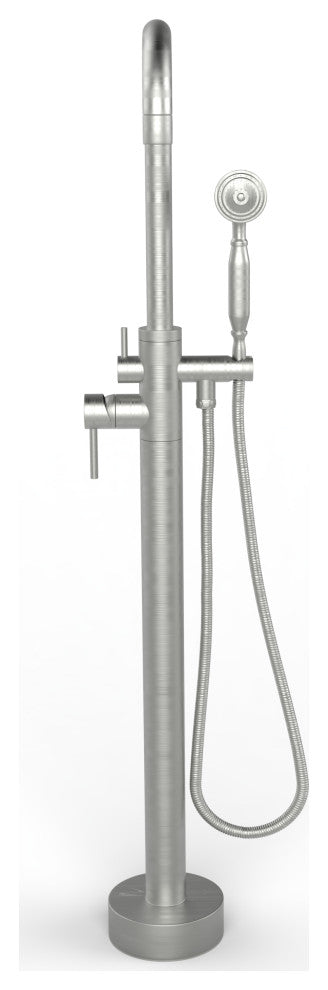 CastelloUSA Neptune Freestanding Tub Filler Faucet, Brushed Nickel, Float Handle