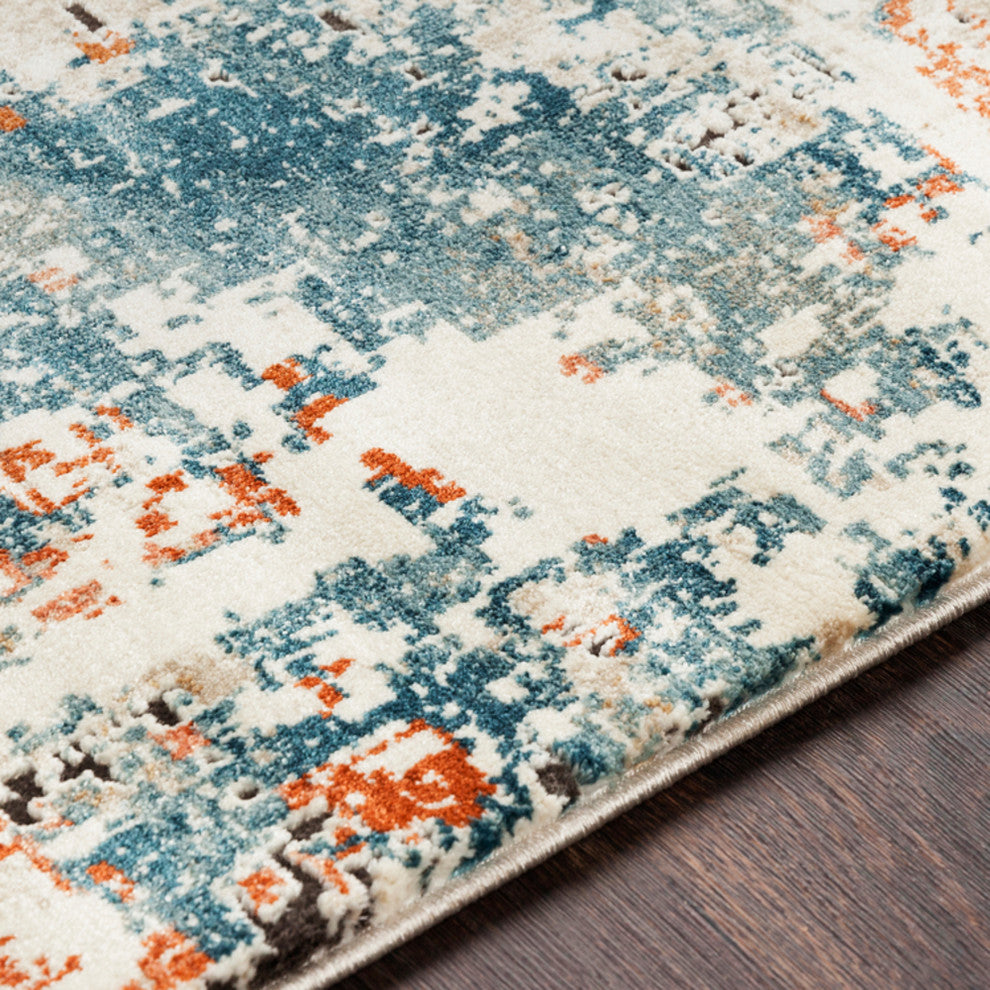 Pune Modern Teal, Aqua Area Rug, 7'10"x10'3"