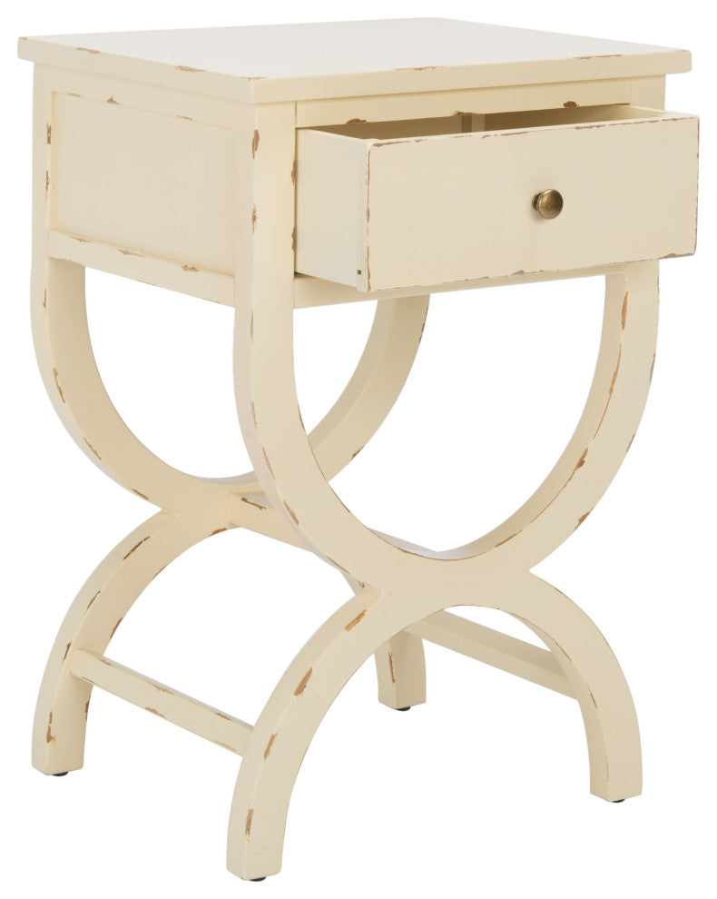 Safavieh Maxine Accent Table w/ Storage Drawer, Cream