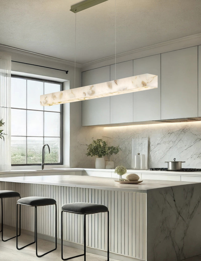 LumenAria Medley 48" LED Alabaster Rocks Linear Pendant