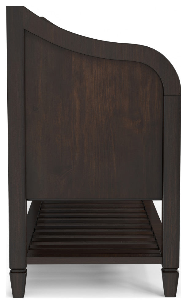 Connaught Solid Wood Entryway Storage Bench With Shelf, Chestnut Brown