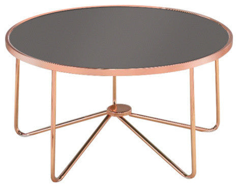 Charming Coffee Table, Smoky Glass and Rose Gold