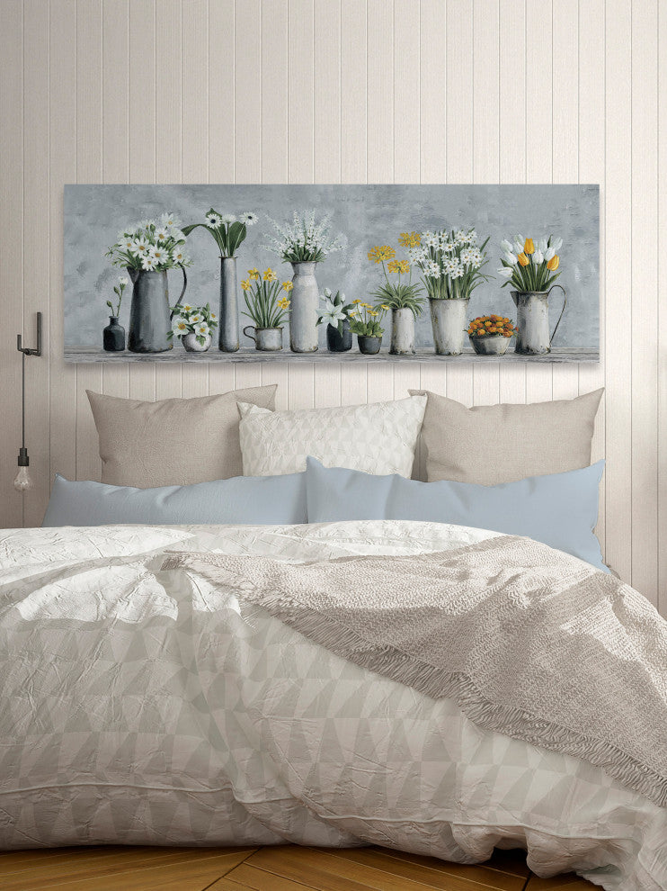"Blooms, White and Yellow" Painting Print on Wrapped Canvas