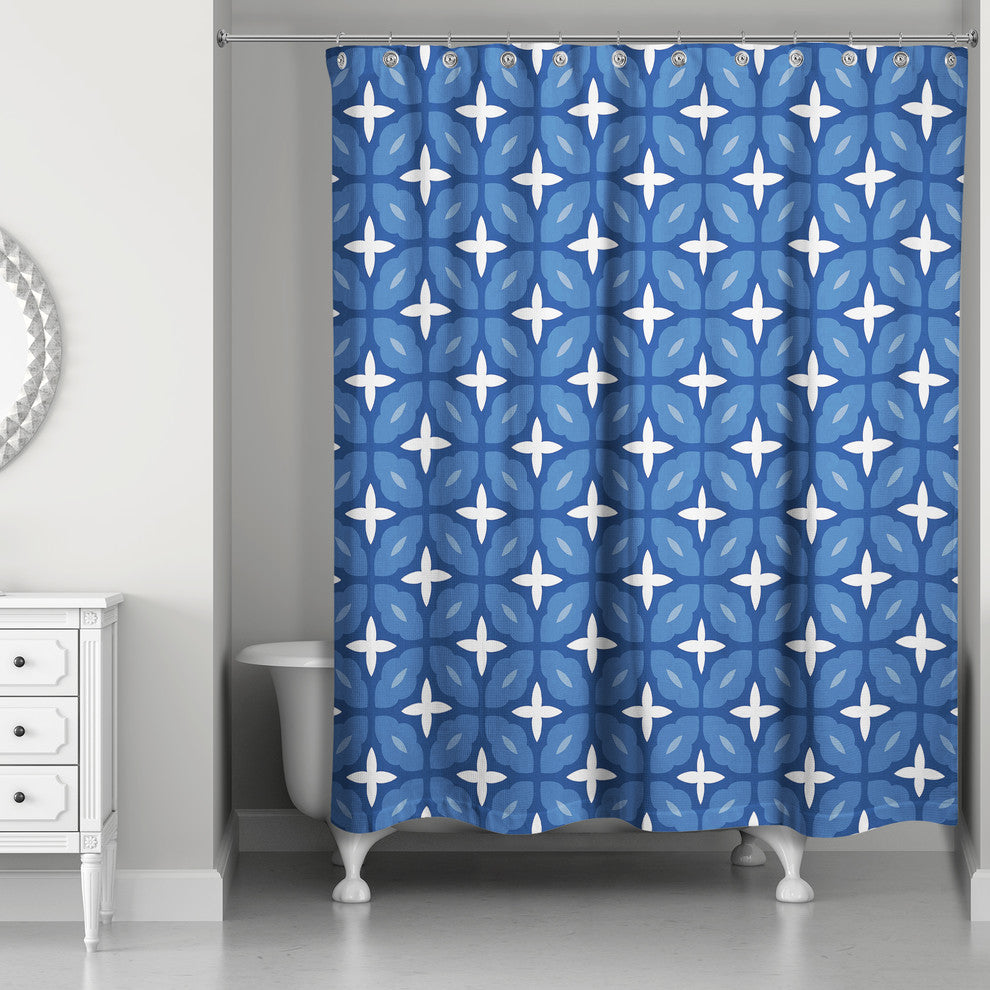 Tile Shower Curtain, Blue