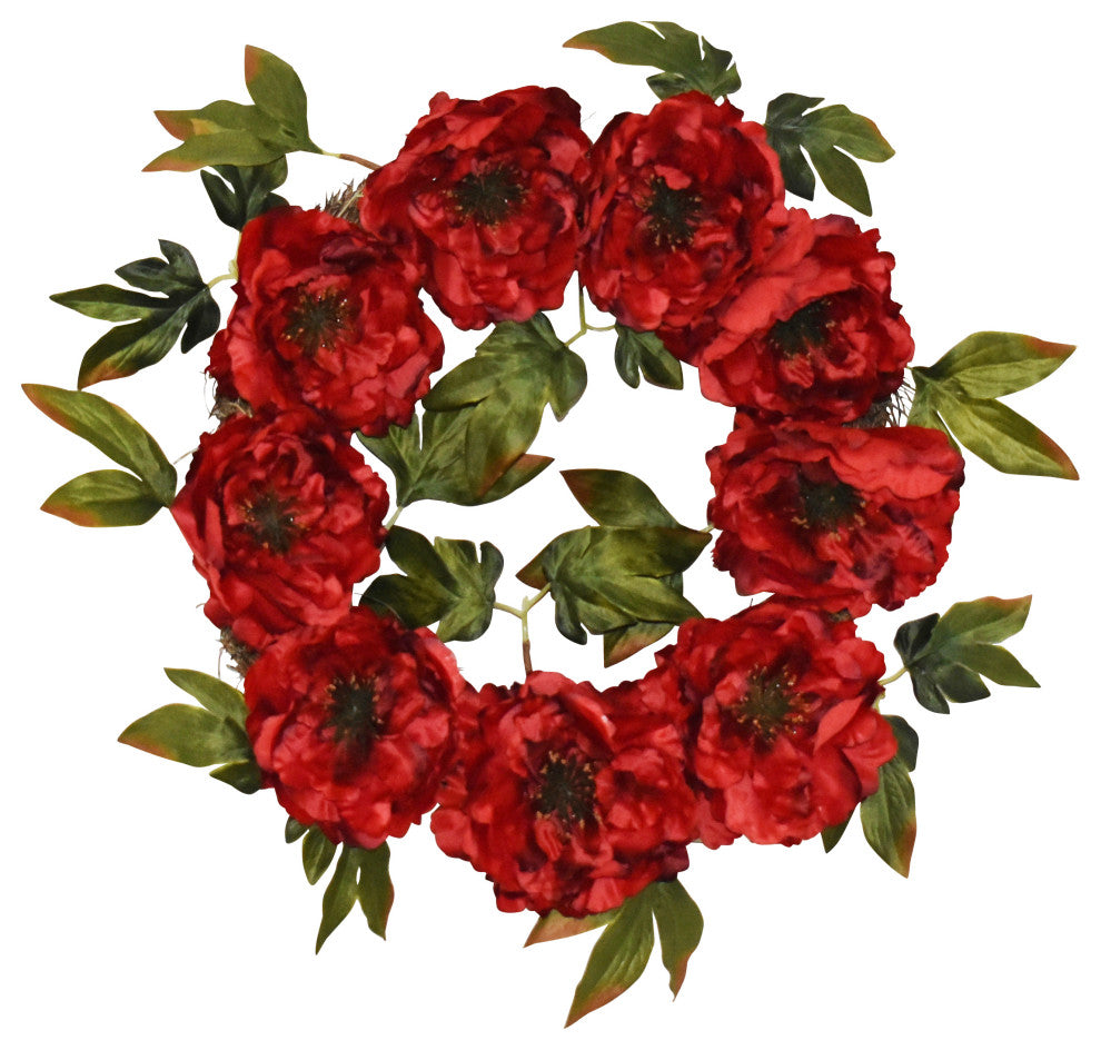 24" Red Peony Wreath