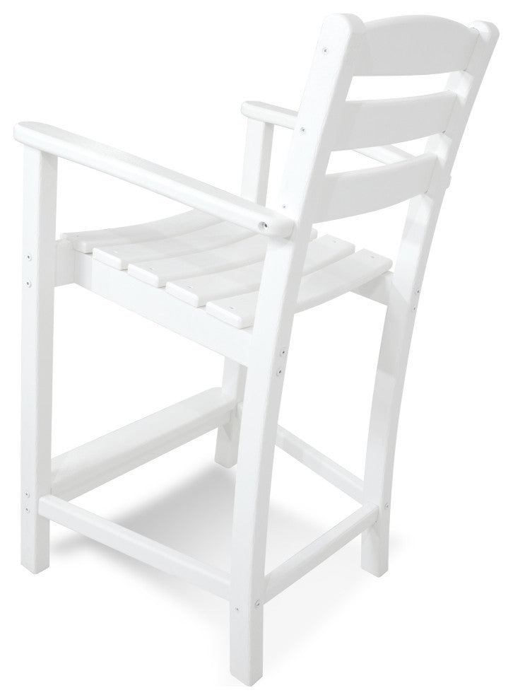 Polywood La Casa Cafe Counter Arm Chair, White