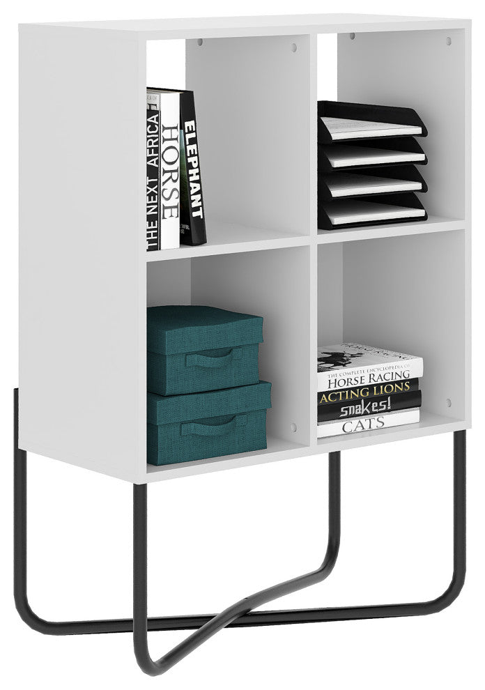 Techni Mobili Modern Geometric Bookcase, White