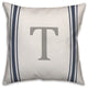 Blue Farmhouse Stripe Monogram - T 18x18 Spun Poly Pillow
