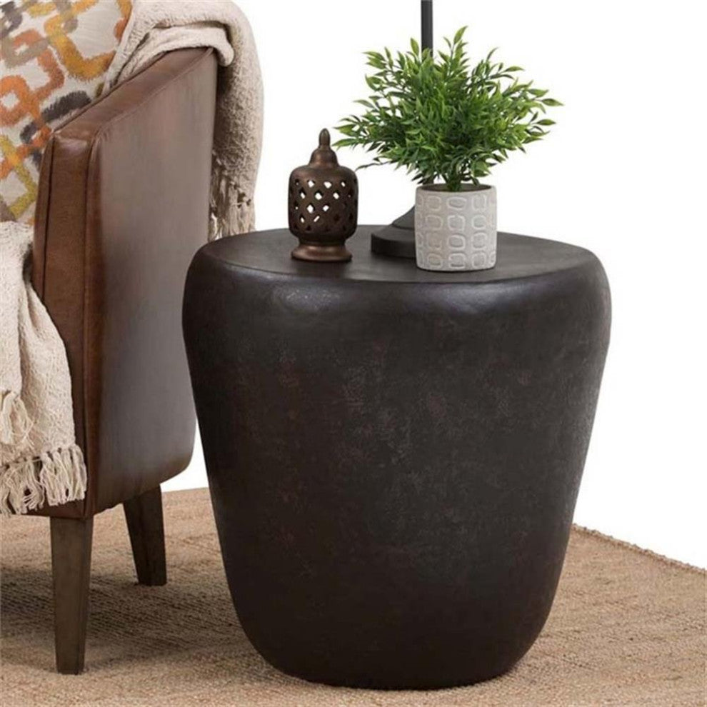Pemberly Row 20" Industrial Metal Accent Side Table in Bronze