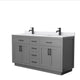 Beckett TK 66" Dark Gray Double Vanity,  Cultured Top, Black Trim