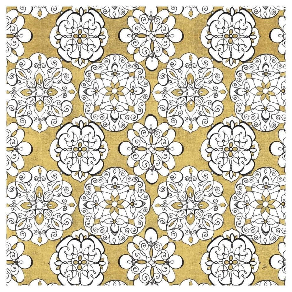 "Color my World Kolam Pattern Gold" Paper Print by Daphne Brissonnet, 20"x20"