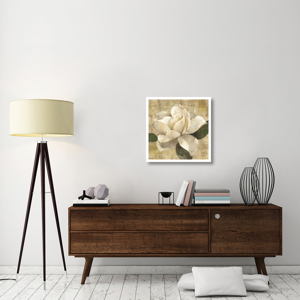 "Gardenia Blossom on Script" Digital Paper Print by Albena Hristova, 26"x26"