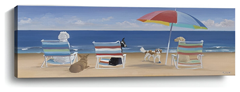 Dogs Perfect Beach Day Unframed Canvas Wall Art