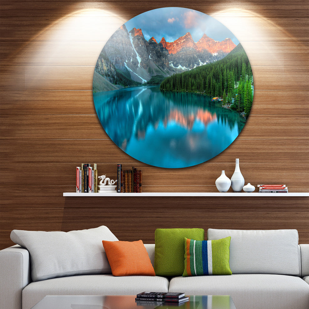 Moraine Lake Sunrise, Landscape Photography Round Wall Art, 36"