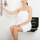 Silhouette Folding Wall Mount Shower Bench Seat, Black Seat With Silver Frame