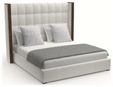 Nativa Interiors Irenne Box Tufted Bed, Off White, King, Medium 67"
