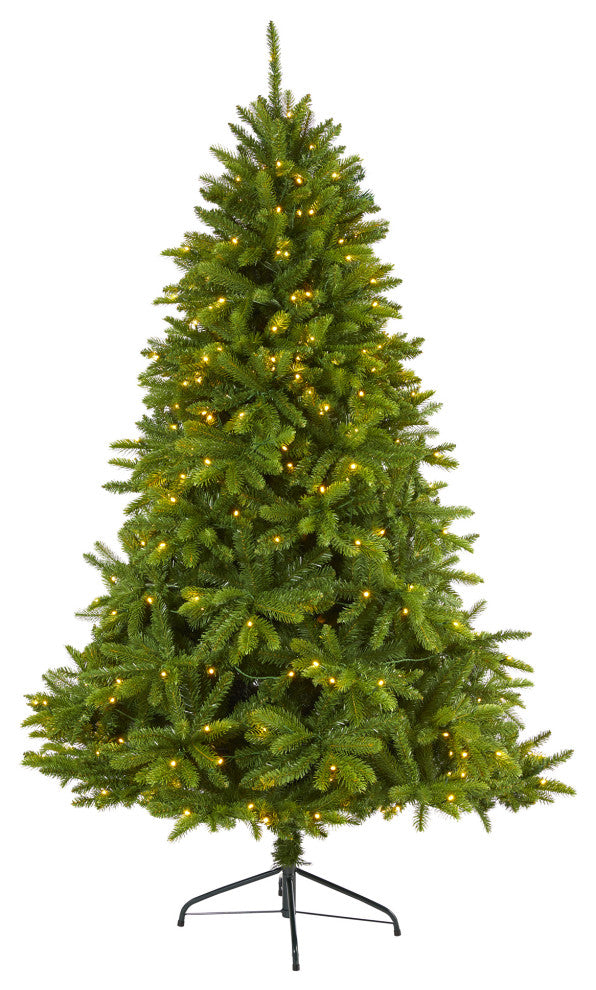 6' Sierra Spruce Natural Look Faux Xmas Tree W/ Clear Lights & Bendable Branches
