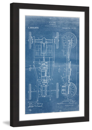 "Automobile 1919 Blueprint" Framed Painting Print