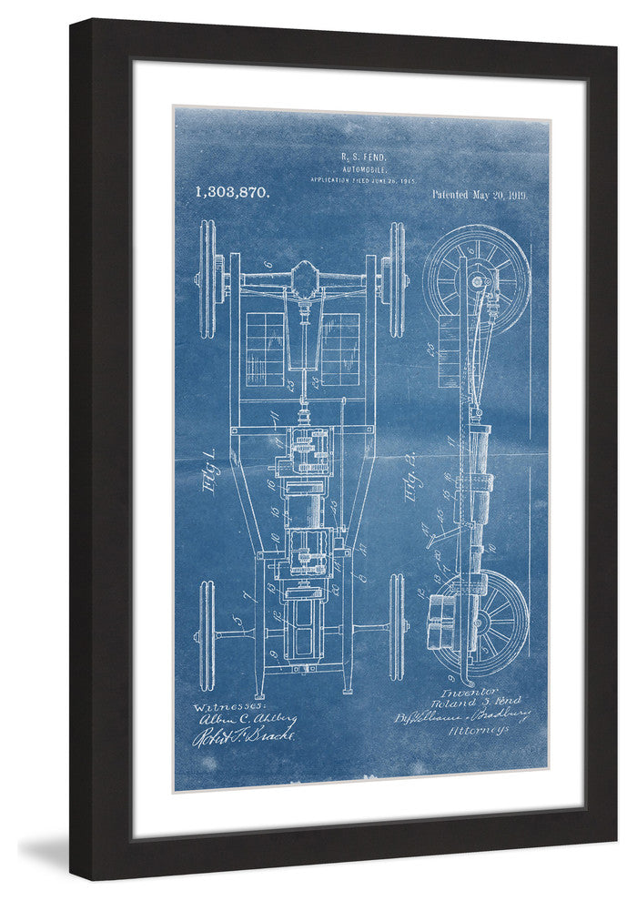 "Automobile 1919 Blueprint" Framed Painting Print