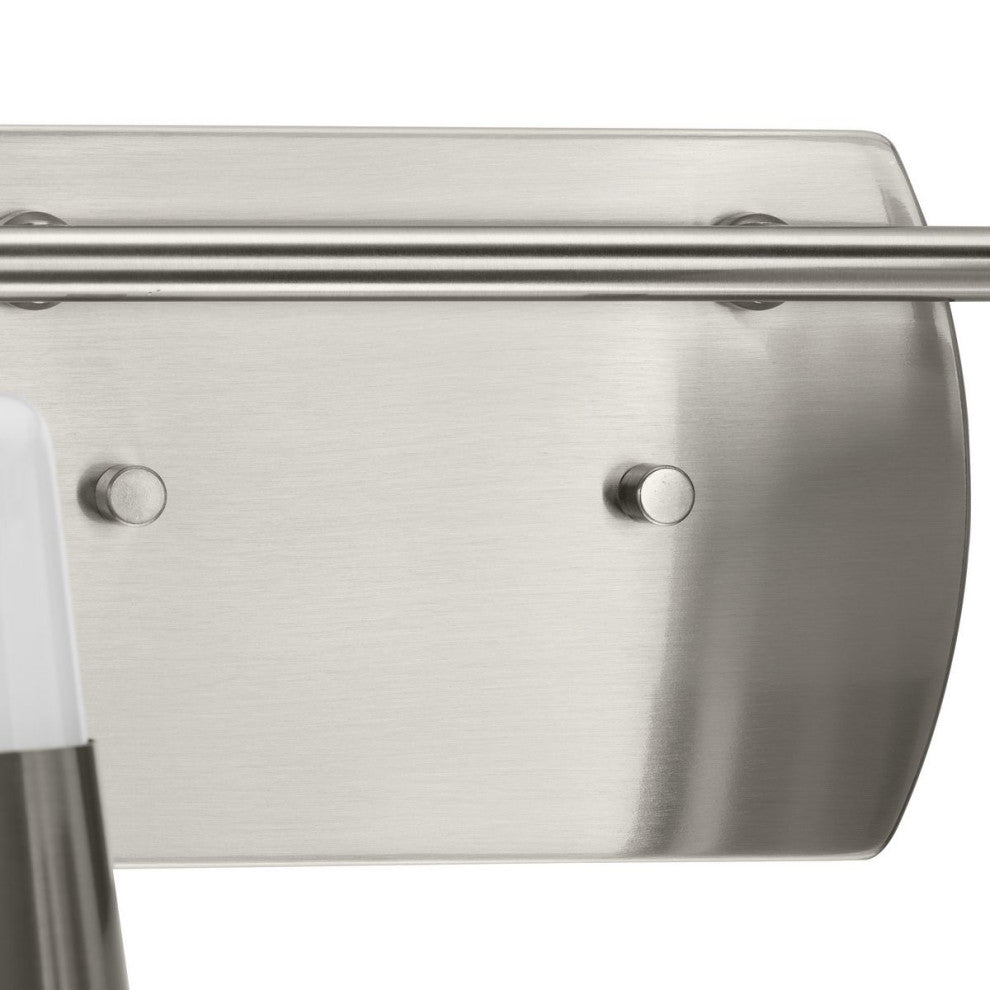 Haven Collection Four-Light Brushed Nickel Opal Glass Luxe Industrial Bath Light